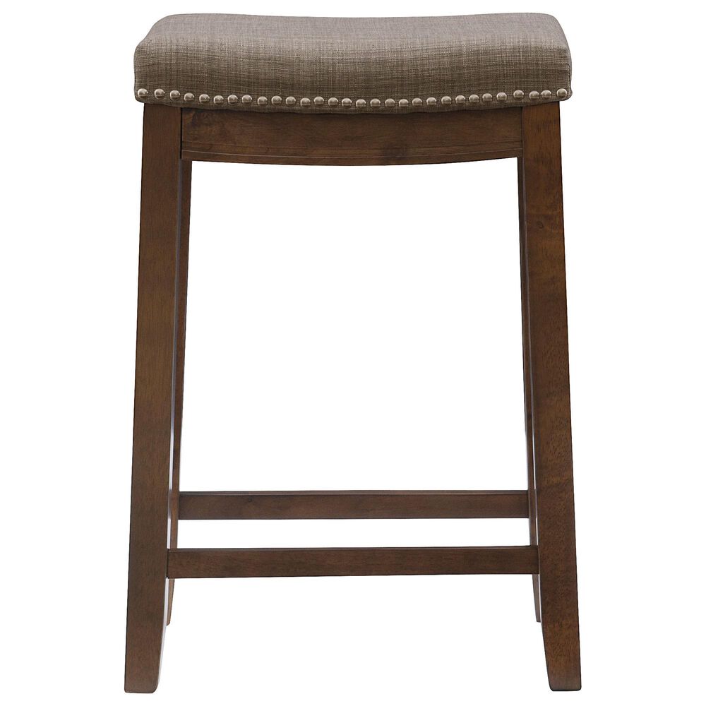 Linon Home Decor Claridge Counter Stool with Grey Cushion in Rustic Dark Brown, , large