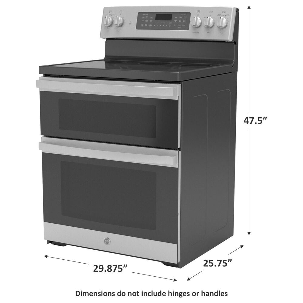 GE Appliances 30&quot; Freestanding Electric Double Oven Range in Stainless Steel, , large