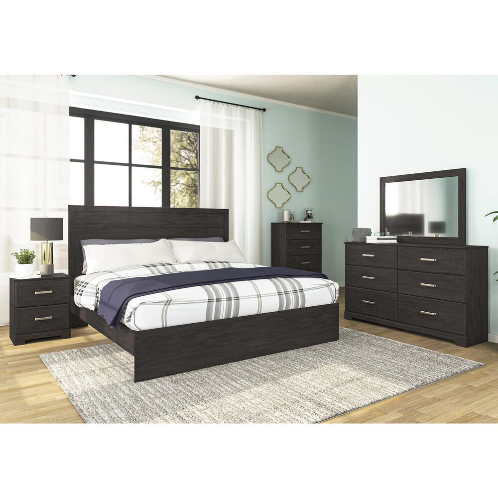 Ashley Belachime 5 Piece King Panel Bedroom Set in Dark Charcoal, , large