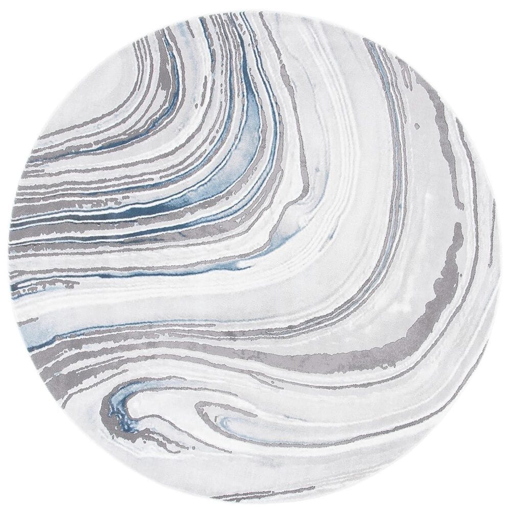 Safavieh Craft CFT845M 6"7" Round Blue and Grey Area Rug, , large