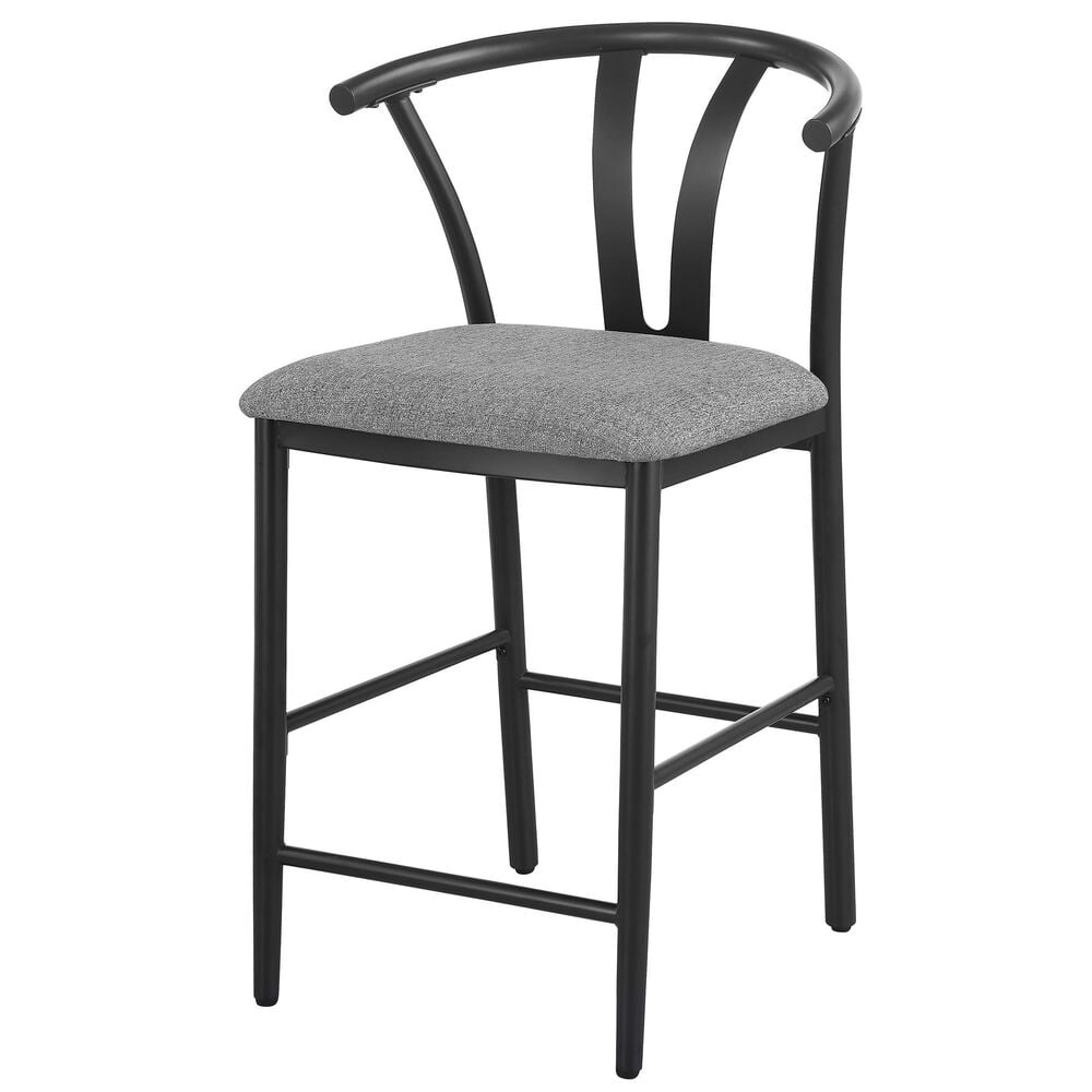 Coaster Dolman Counter Stool in Black Finish and Gray Upholstery, , large