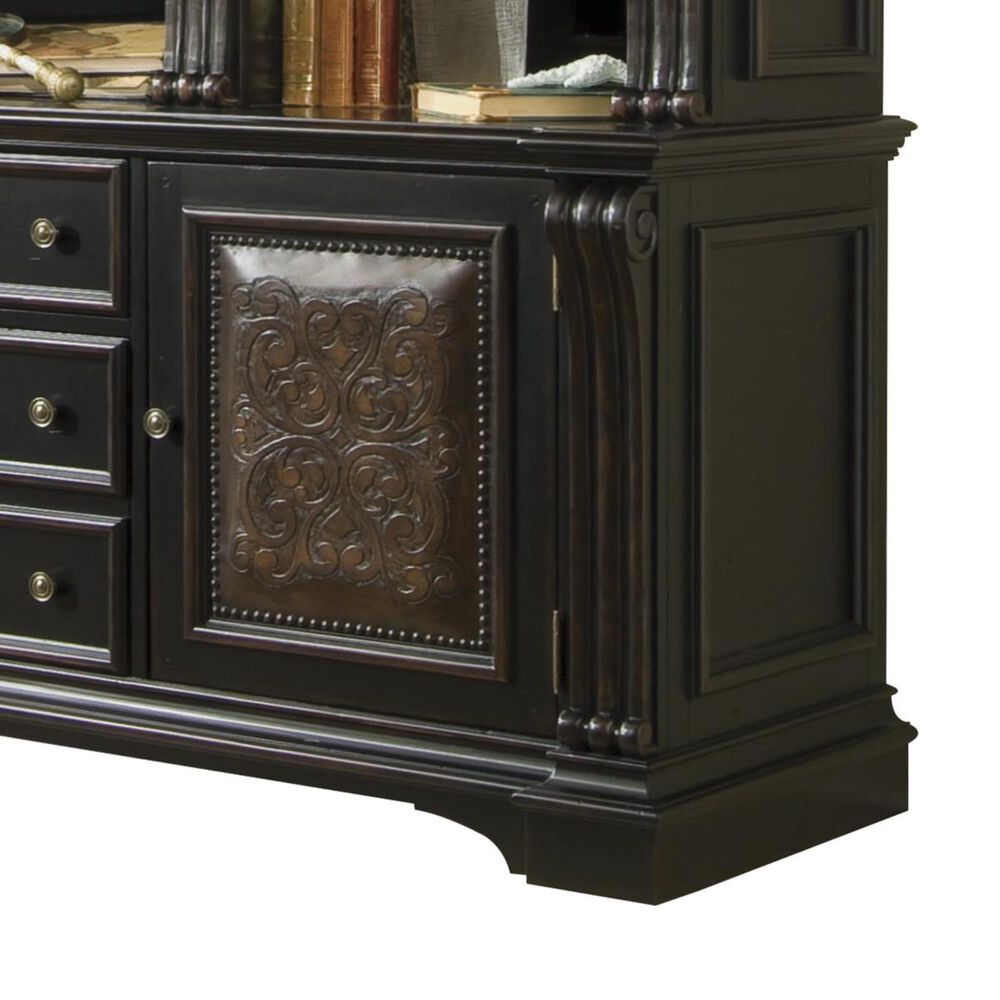 Hooker Furniture Telluride Bookcase and Hutch in Black with Reddish Brown Rub-Through, , large