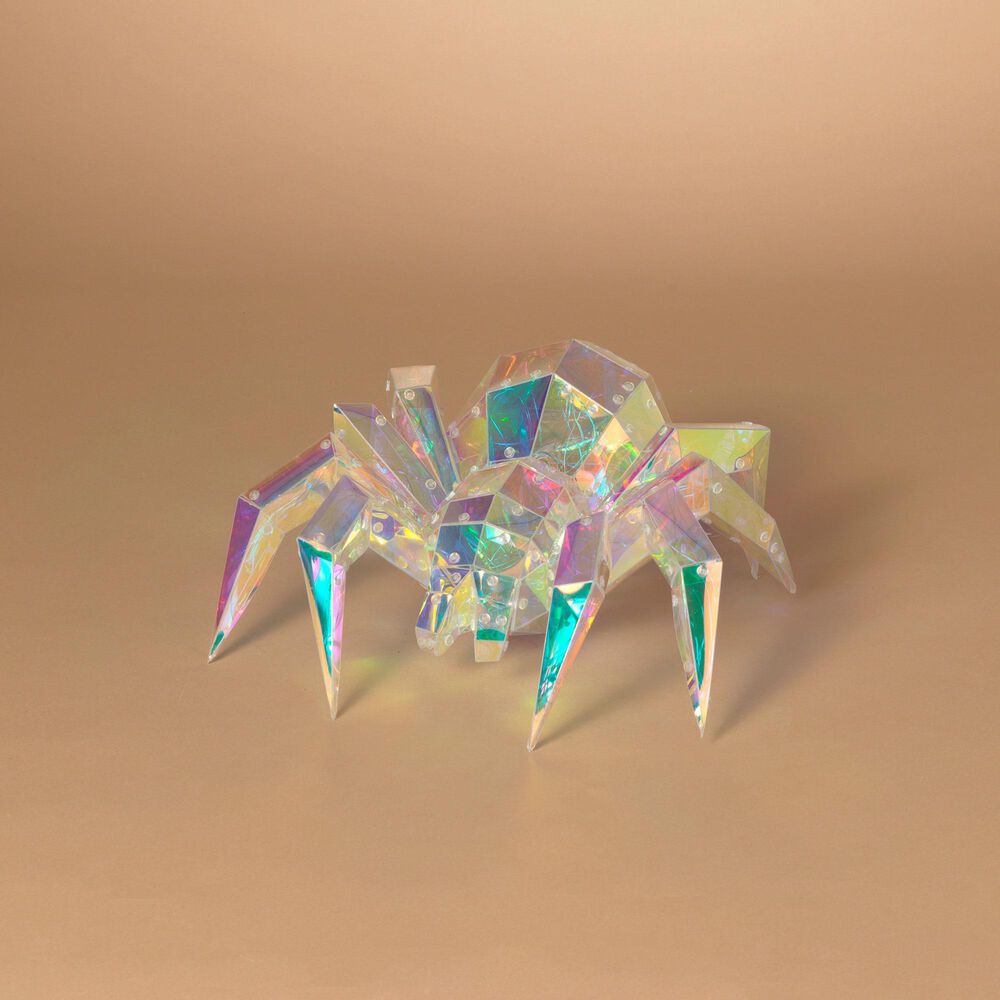 The Gerson Company 13.78&quot; USB Electric Lighted Halloween Holographic Hanging Spider with Remote Control, , large