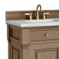 James Martin Vanities Brookfield 60" Double Bathroom Vanity in Pecan with 3 cm Arctic Fall Solid Surface Top and Rectangular Sinks, , large