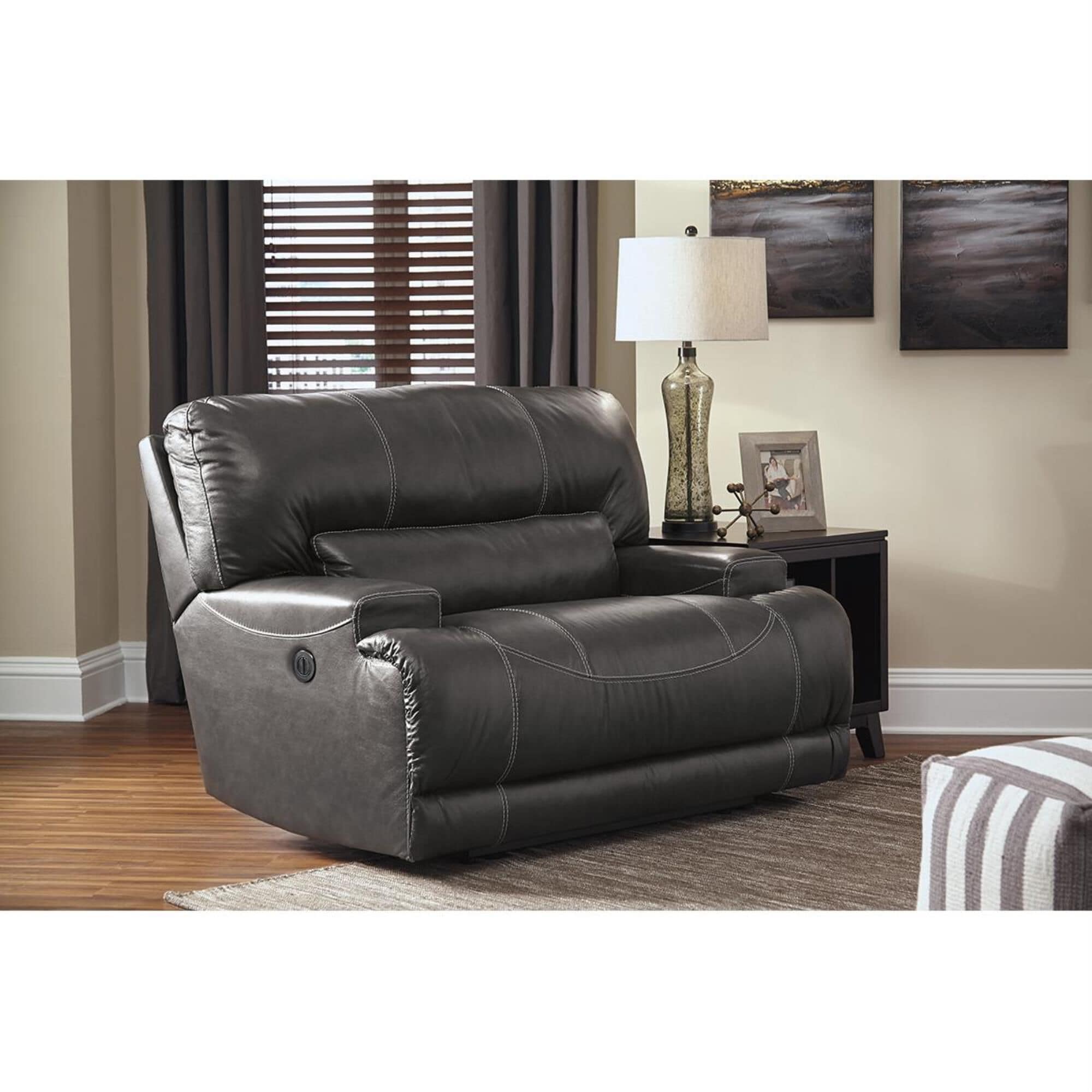 Double wide best sale leather recliner chair