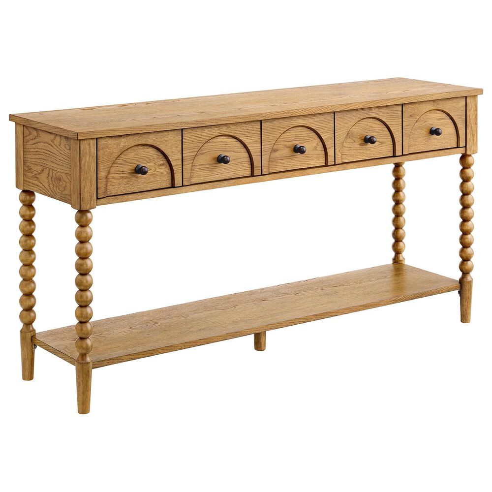 Forma & Co Turn Wood Sofa Table with Spindle Legs in Prairie Oak, , large