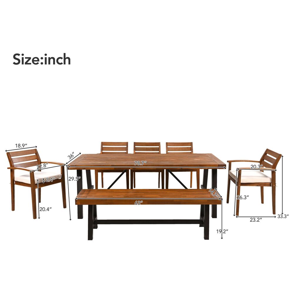 Hearth and Haven 7-Piece Outdoor Dining Set in Nature, , large