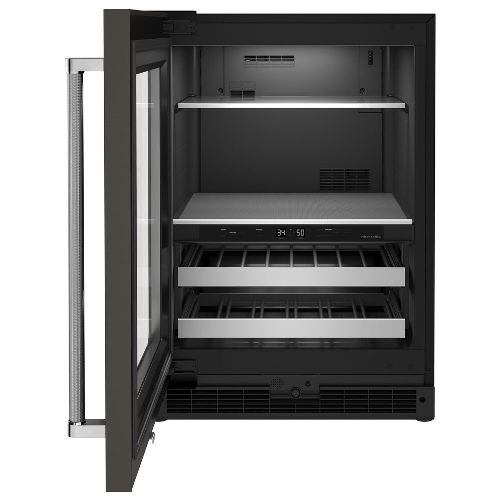 KitchenAid 24&quot; Beverage Center with Left Hinge and Metal-Front Racks in Black Stainless Steel, , large
