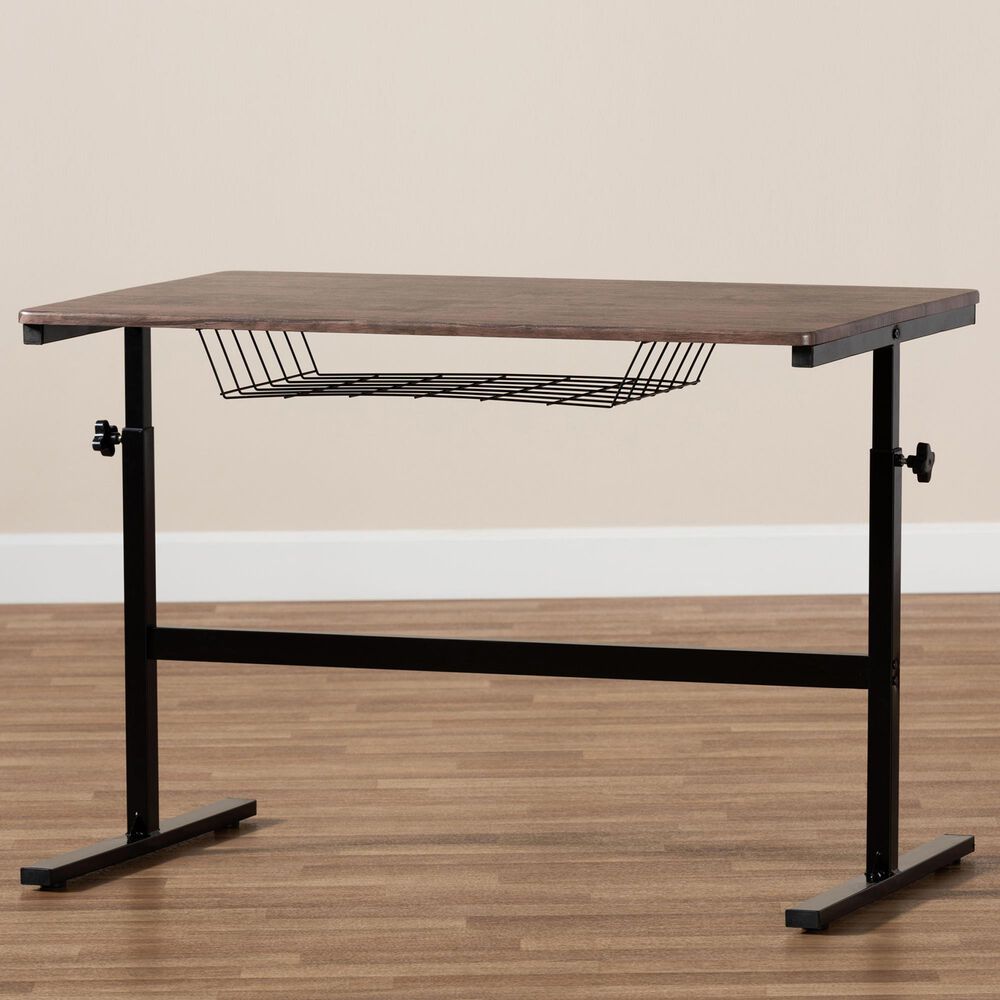 Baxton Studio Anisa Adjustable Desk in Walnut, , large