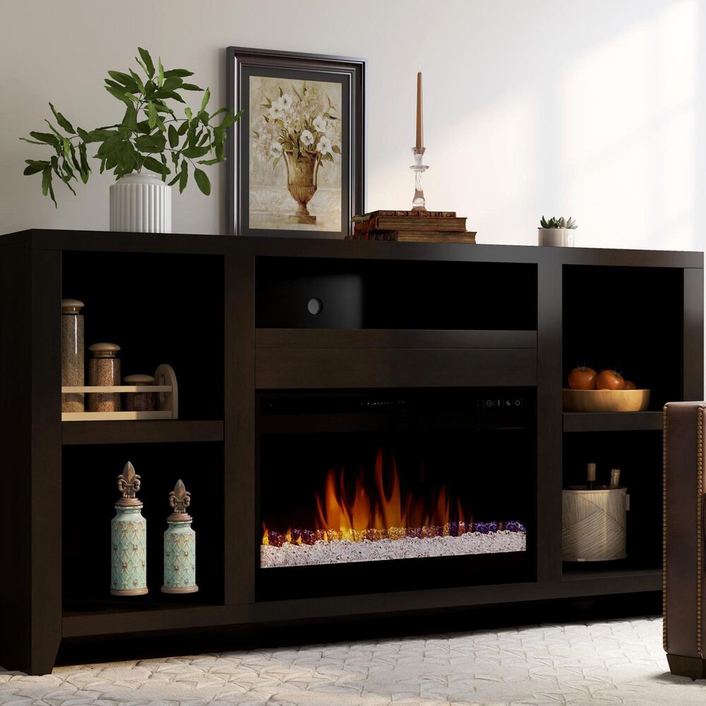 Legends Home Urban Loft 62" Fireplace Console with Fireplace Insert in Mocha, , large