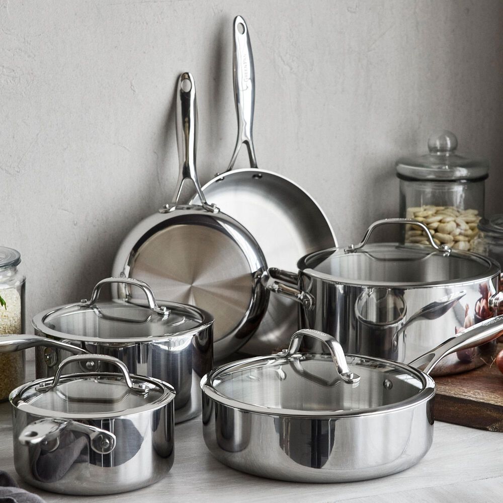 Green Pan Valencia Pro 10-Piece Uncoated Cookware Set in Stainless Steel, , large