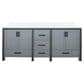 Lexora Home Ziva 80" Double Bathroom Vanity in Dark Grey with 2 cm White Cultured Marble Top and Rectangular Sinks, , large