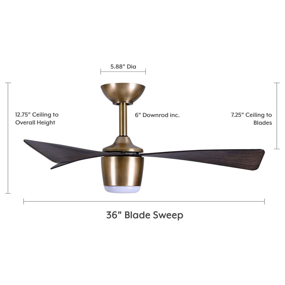 Minka-Aire Elavan 36" Indoor/Outdoor Ceiling Fan with LED Light in Legacy Brass, , large