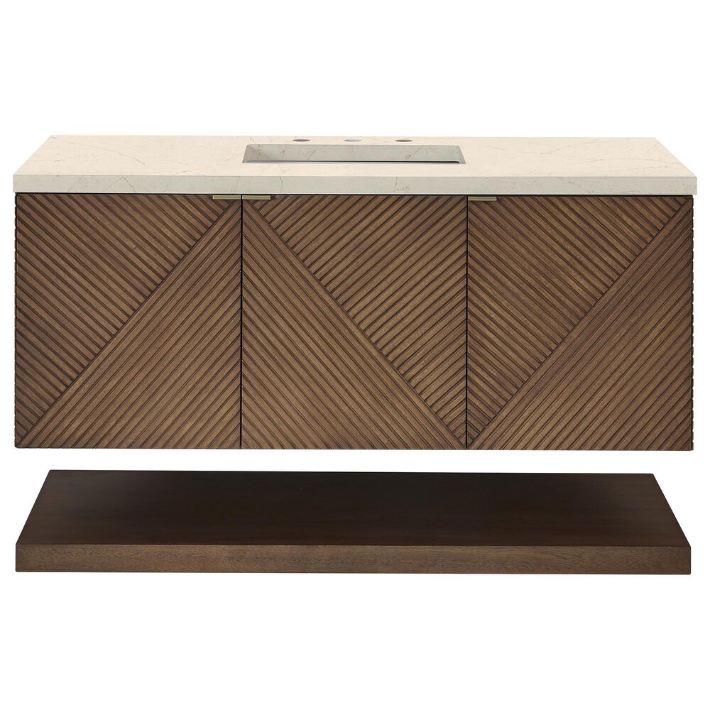 James Martin Vanities Marcello 48&quot; Single Bathroom Vanity in Chestnut with 3 cm Eternal Marfil Quartz Top and Rectangular Sink, , large