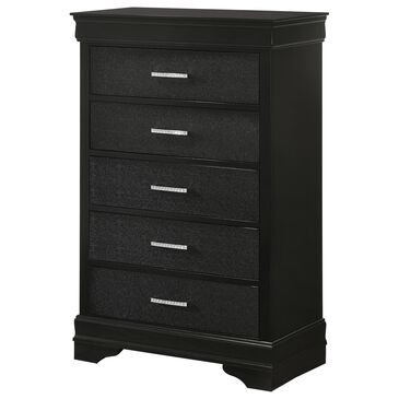 Crown Mark Amalia 5-Drawer Chest in Black, , large