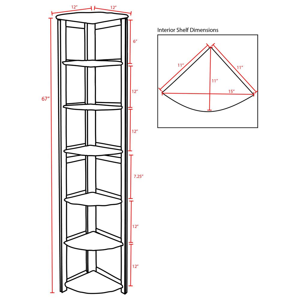 Regency Global Sourcing Flip Flop 67&quot; Corner Folding Bookcase in Mocha Walnut, , large