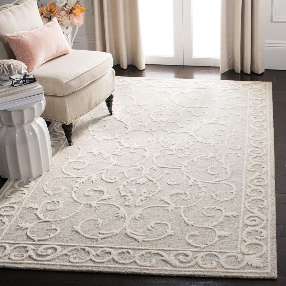 Safavieh Micro-Loop MLP507F 5&#39; x 8&#39; Light Grey and Ivory Area Rug, , large