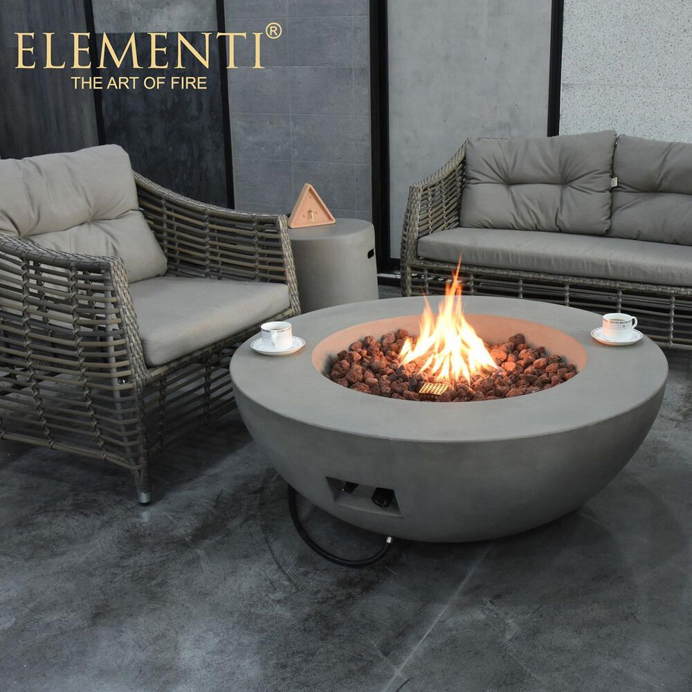Elementi Fire Lunar Round Natural Gas Bowl Fire Table in Gray, , large