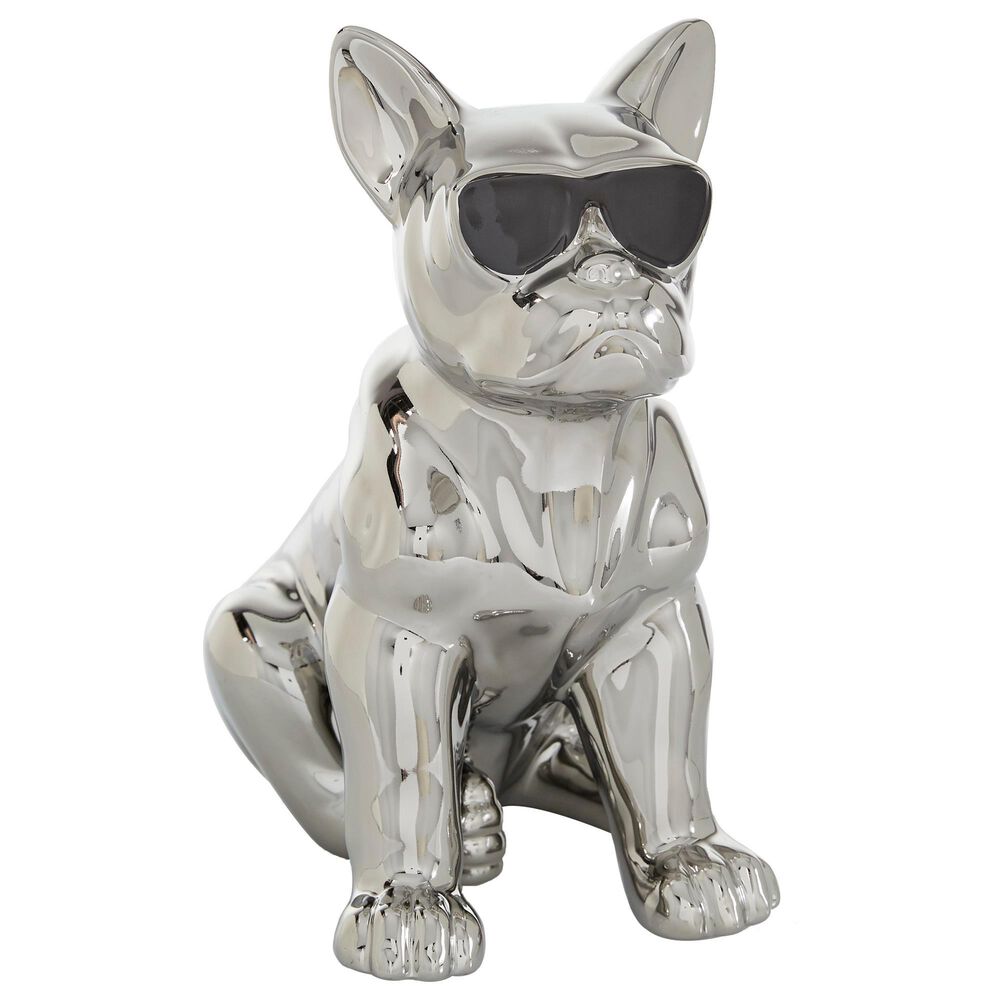 CosmoLiving by Cosmopolitan 12" Dog Sculpture in Silver, , large