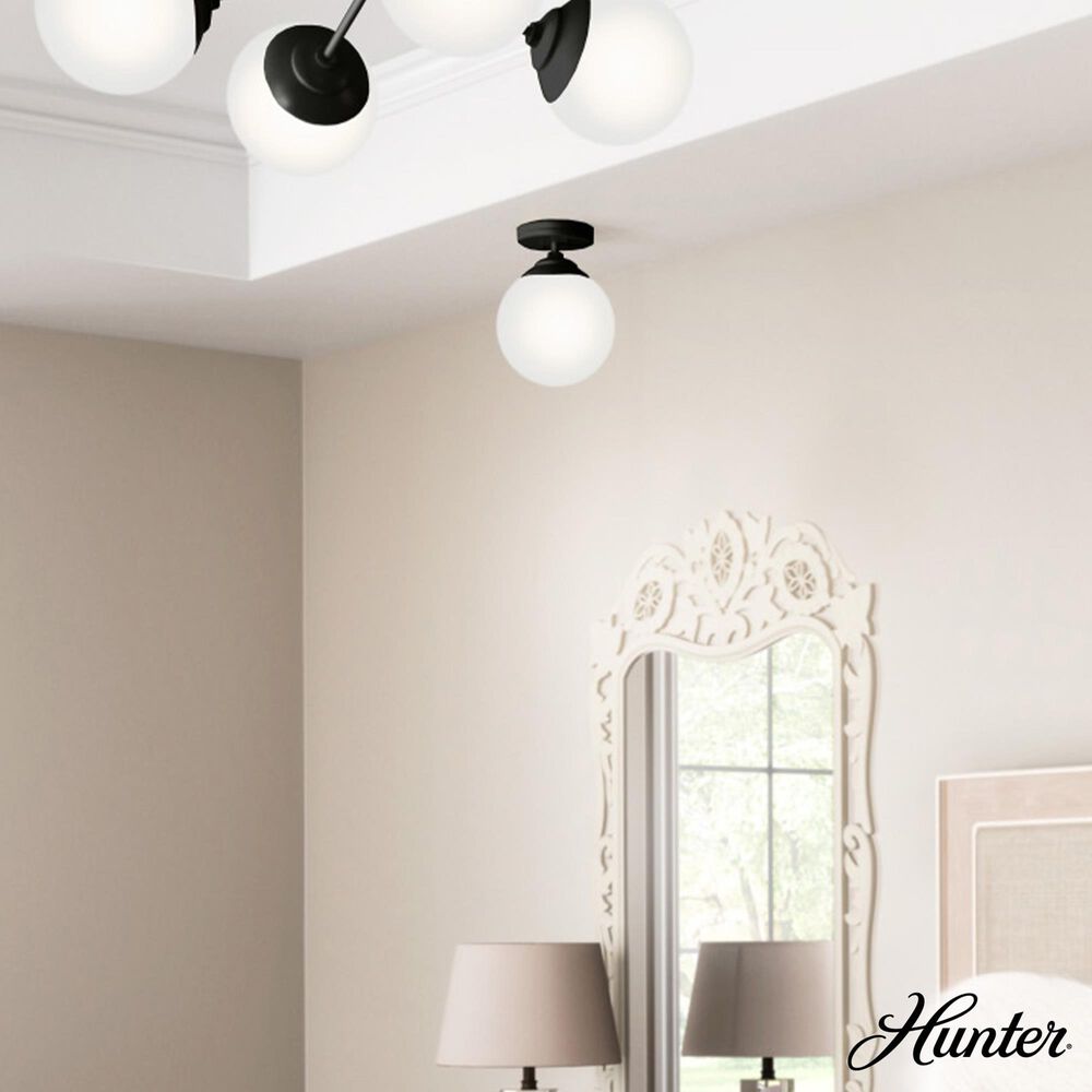 Hunter Hepburn 1-Light Semi-Flush Mount in Matte Black, , large