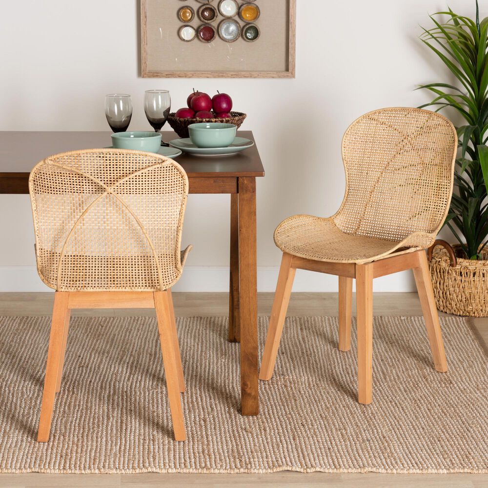Baxton Studio Sabelle Side Chair in Natural Brown and Natural (Set of 2), , large