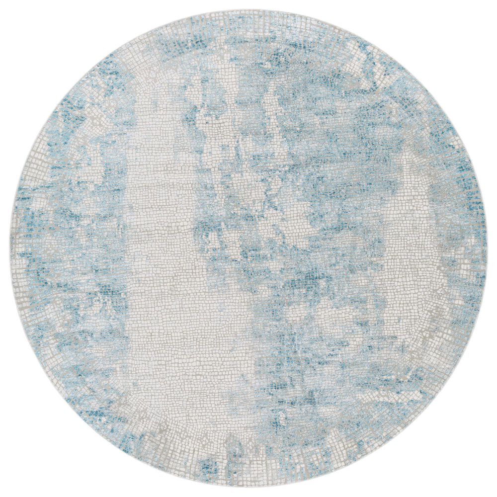 Surya Aisha 6"7" Round Light Blue, Gray, Light Gray and Off-White Area Rug, , large