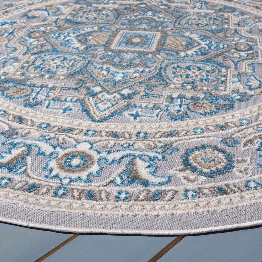 Safavieh Cabana CBN680N 6&#39;7&quot; Round Navy and Grey Indoor/Outdoor Area Performance Rug, , large