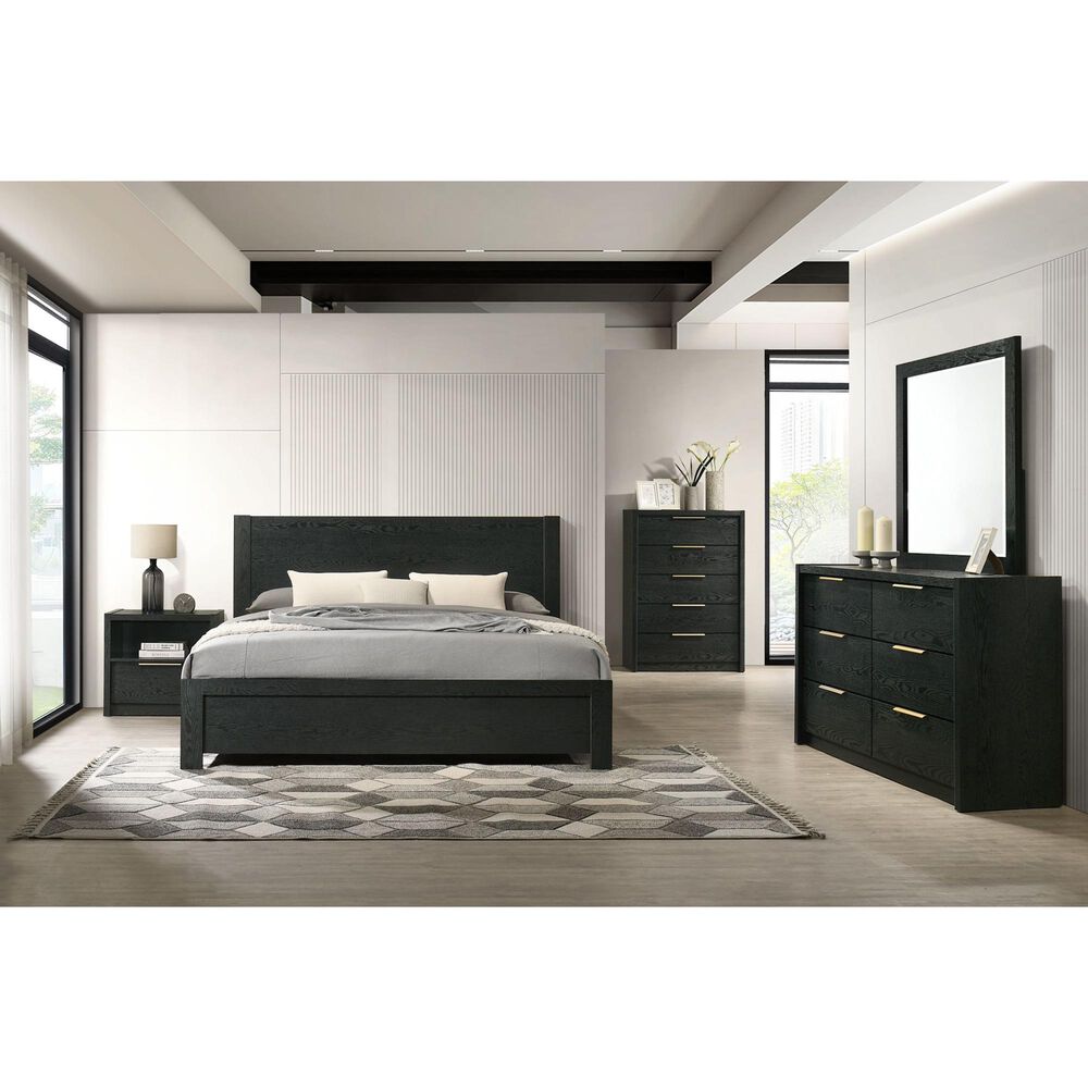 Mayberry Hill South Bend King Panel Bed with Dresser and Nightstand in Black, , large