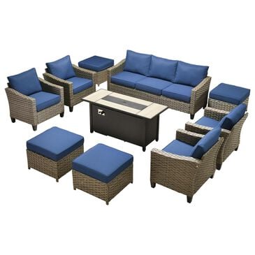 HOMLUX 10-Piece All-Weather PE Rattan Patio Conversation Set in Navy Blue, , large
