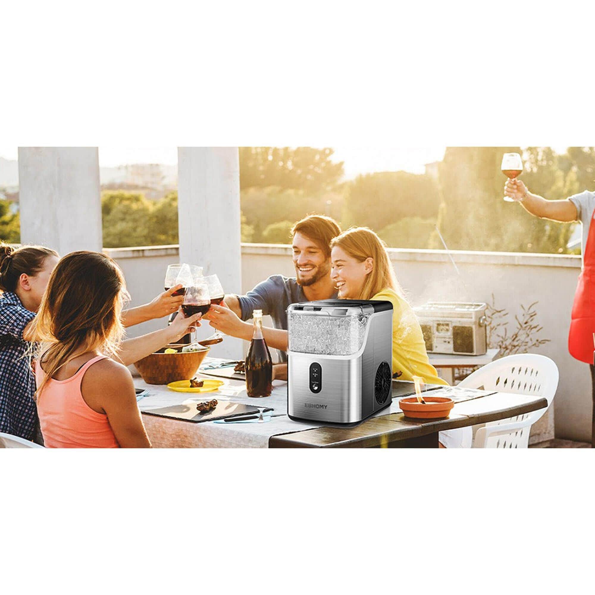 Euhomy 35 Lbs Portable Nugget Ice Maker with Automatic Cleaning in