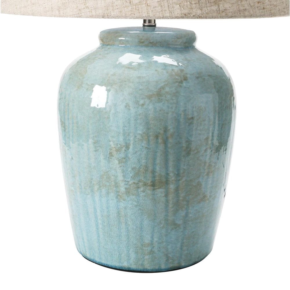 Teak Interiors Shoreline Stoneware Table Lamp in Aqua, , large