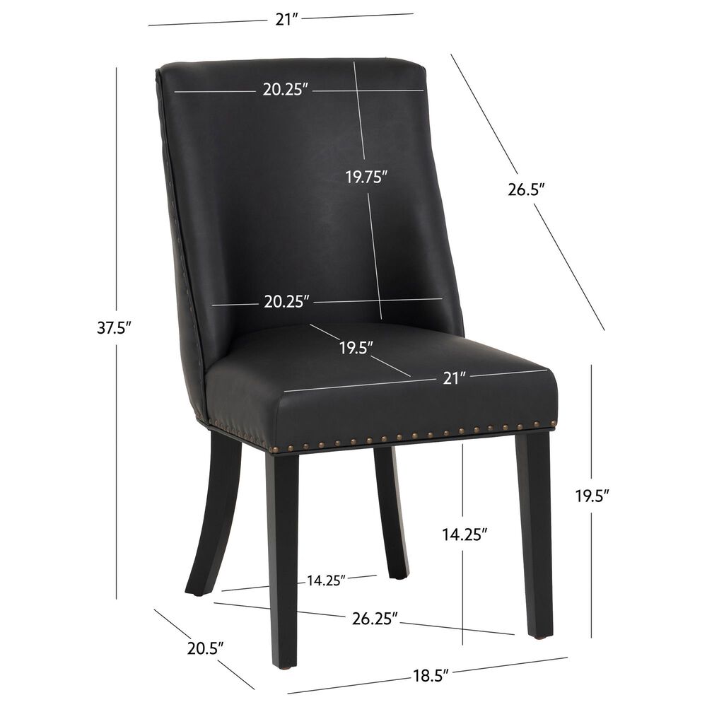 Linon Home Decor Adler Side Chair with Black Faux Leather Cushion in Black, , large