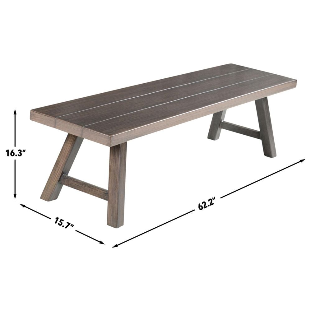 Steve Silver Marina Patio Backless Bench in Dark Walnut, , large