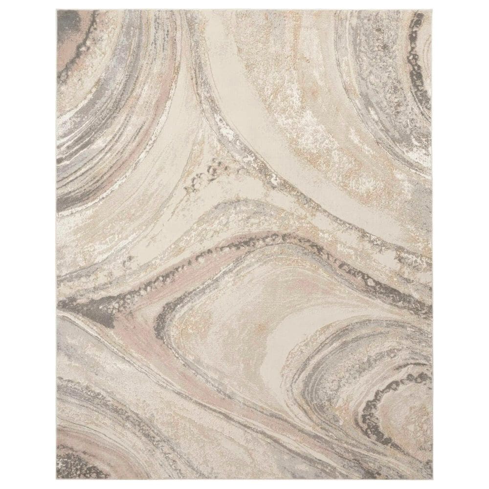 Nourison Brushstrokes 7"10" x 9"10" Cream and Grey Area Rug, , large