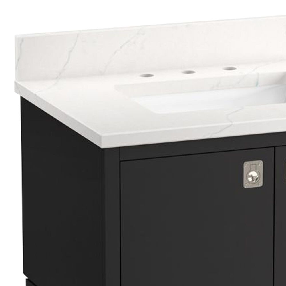 Kohler Seagrove 30" Single Bathroom Vanity in Ferrous Grey with 3 cm White Quartz Top and Rectangular Sink, , large