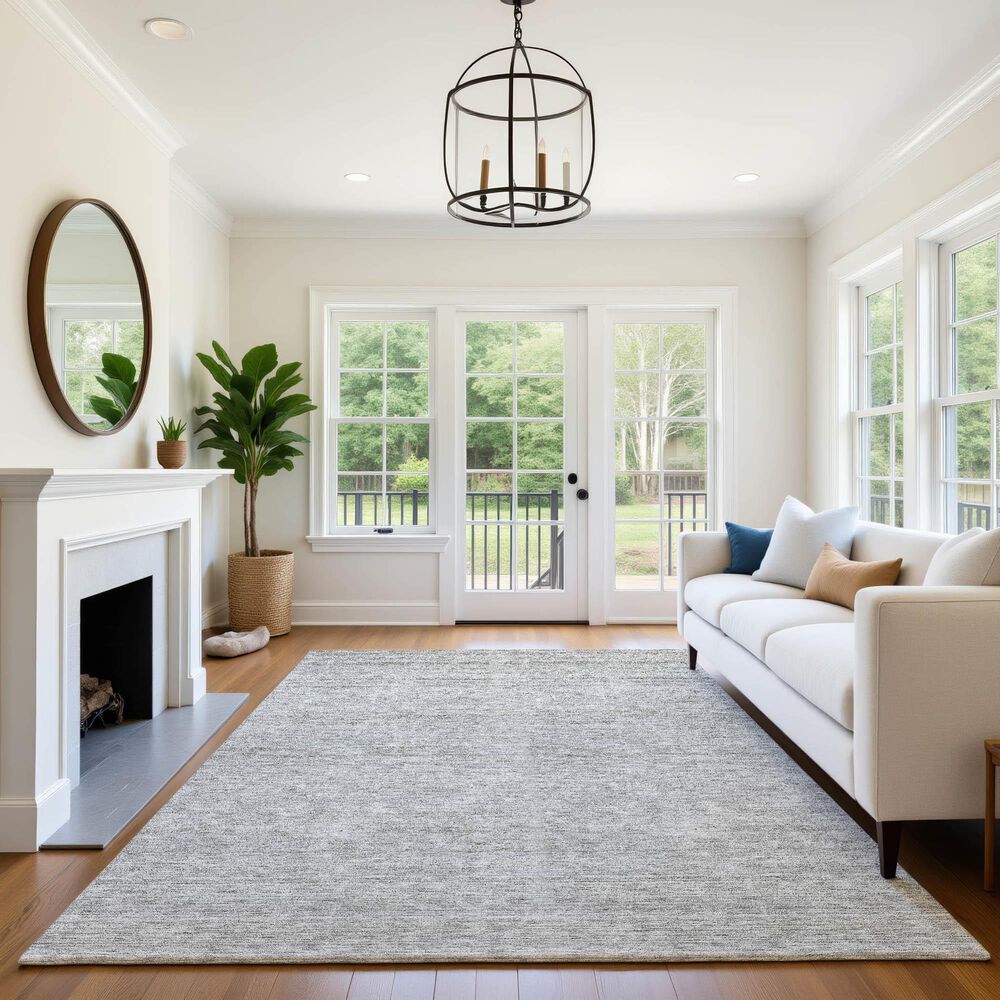 Dalyn Rug Company Soft Essentials Solid Silver 9' x 12' Indoor/Outdoor Area Rug, , large