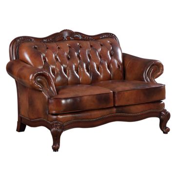 Pacific Landing Victoria Button Tufted Loveseat in Tri-Tone and Warm Brown , , large