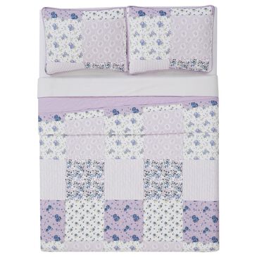 Pem America Cannon Elissa 3-Piece Full/Queen Quilt Set in White and Purple, , large