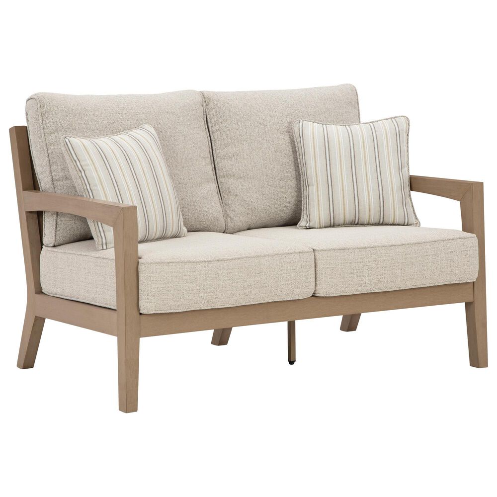 Ashley Hallow Creek Patio Loveseat in Beige, , large