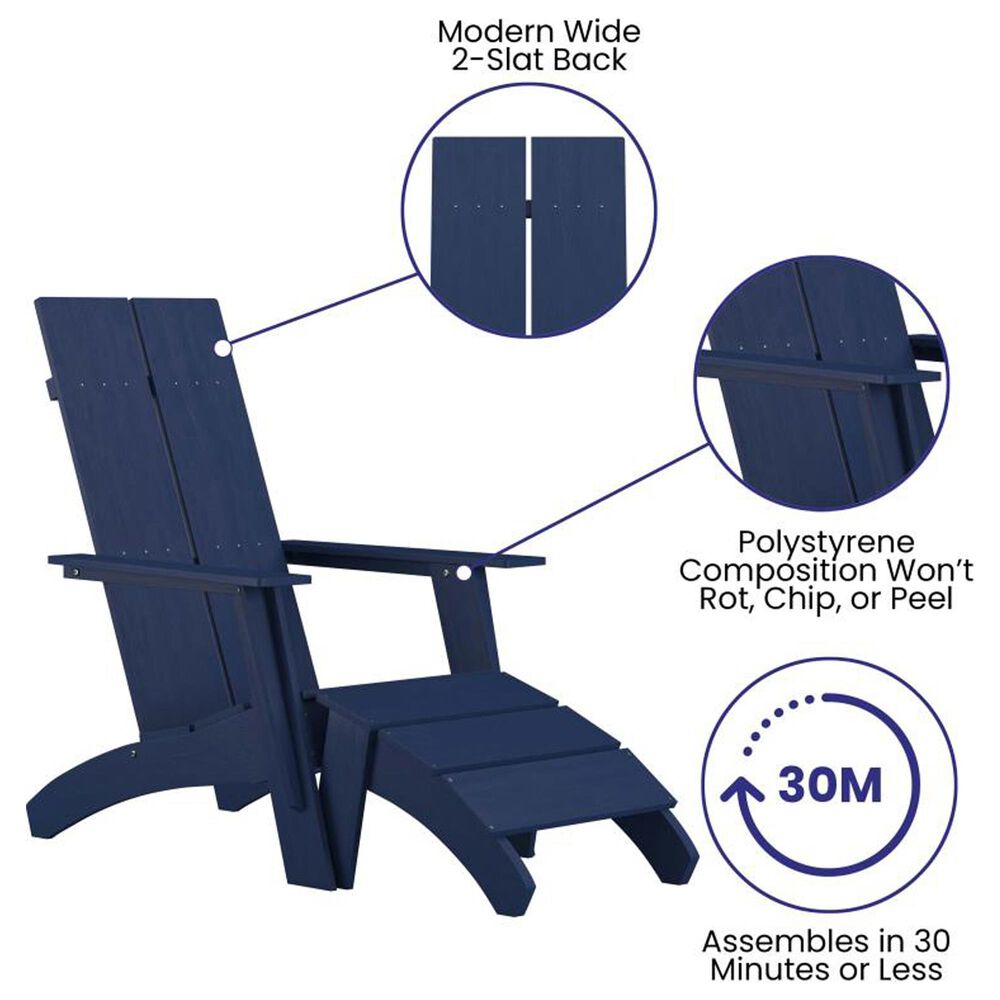 Flash Furniture Sawyer Adirondack Chair in Navy Blue, , large