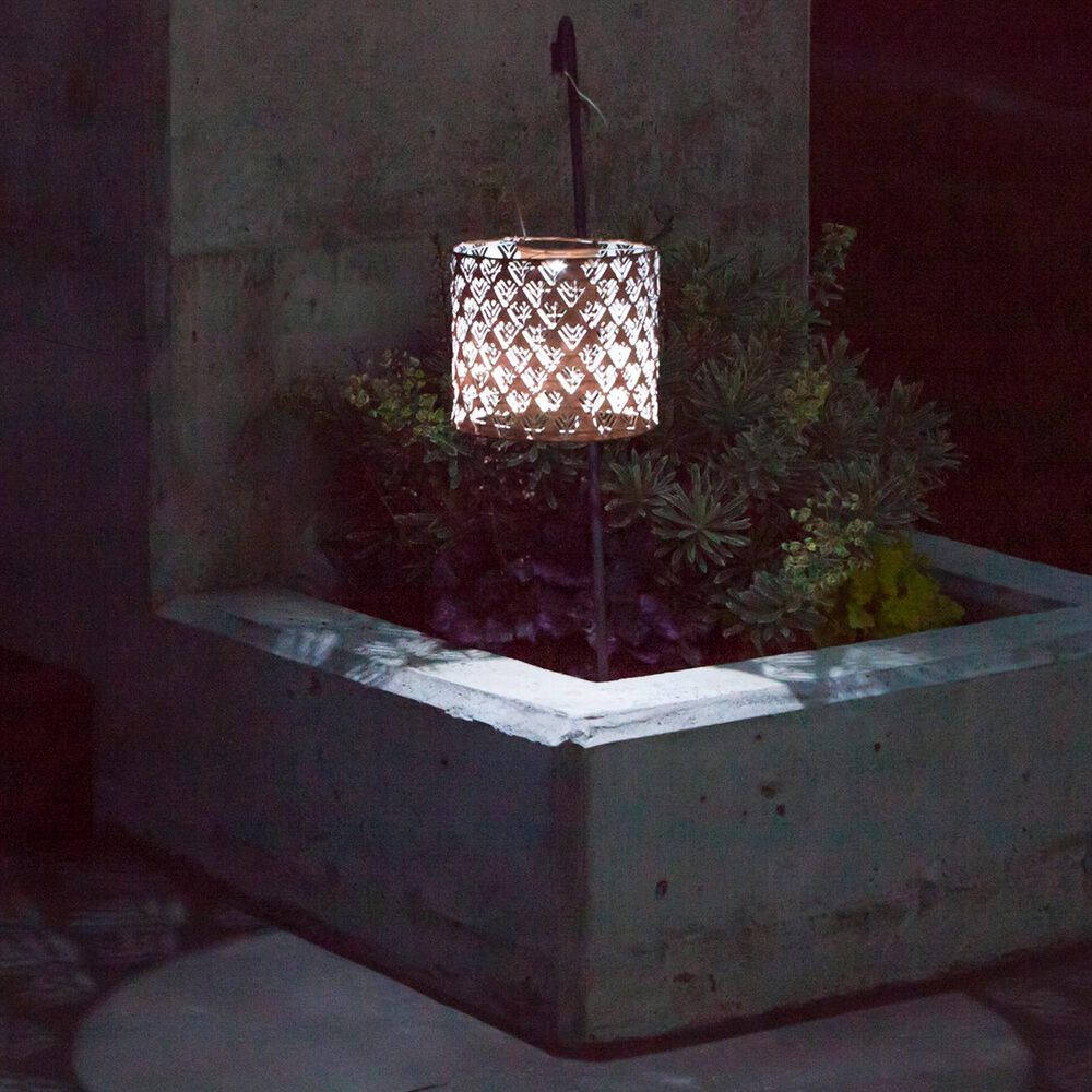 Allsop Soji Stella Drum Chevron Solar Lantern in Copper, , large