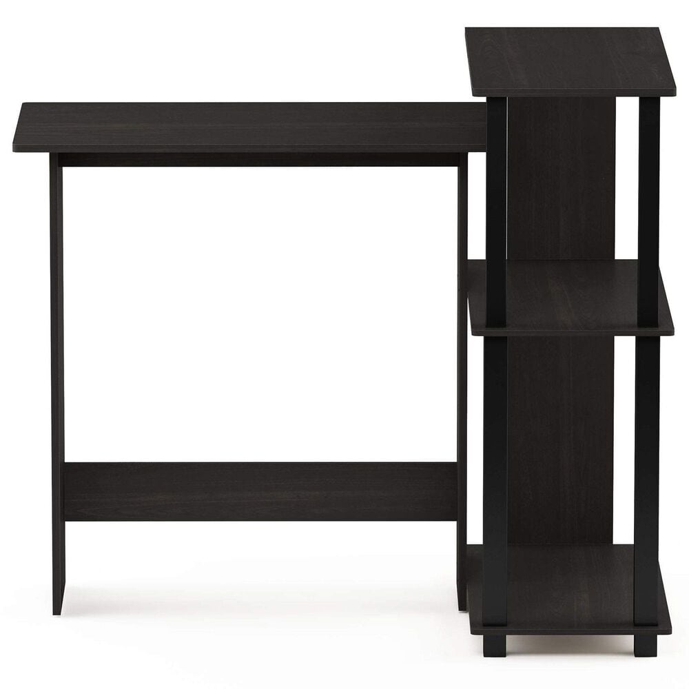 HOMLUX L-Shaped Computer Desk with Open Display Shelves in Espresso and Black, , large
