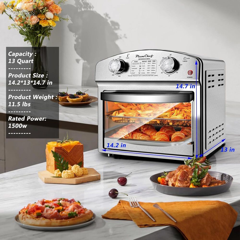 HOMLUX 12.5 Qt 7-In-1 Convection Toaster Oven in Silver, , large
