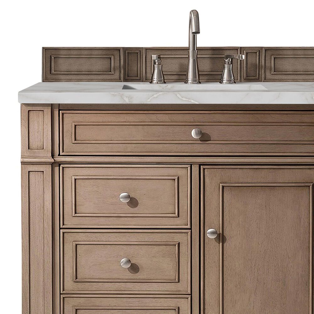 James Martin Vanities Bristol 36&quot; Single Bathroom Vanity in Whitewashed Walnut with 3 cm Victorian Silver Quartz Top and Rectangular Sink, , large