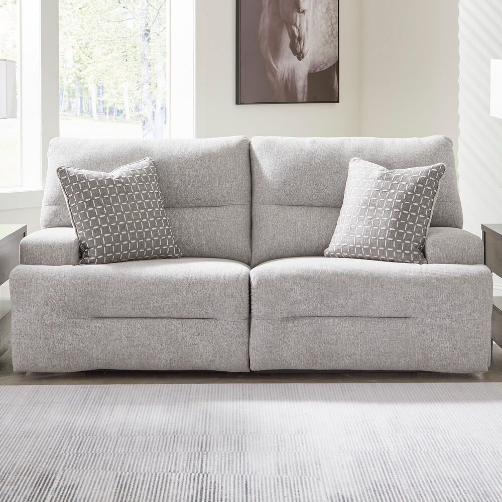 Ashley Acklen Place 2-Piece Power Symmetrical Reclining Sectional Loveseat in Pewter, , large