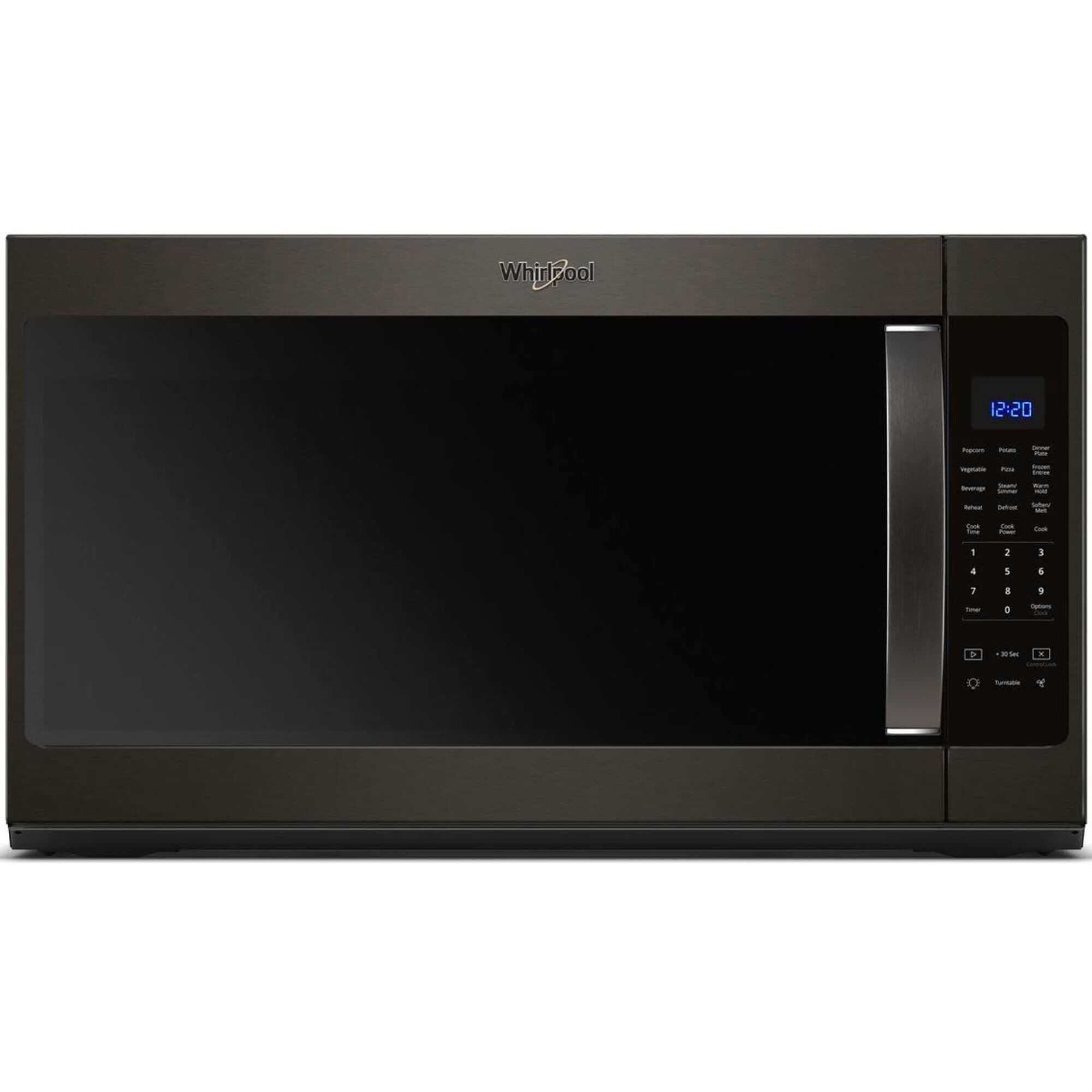 black stainless steel whirlpool microwave