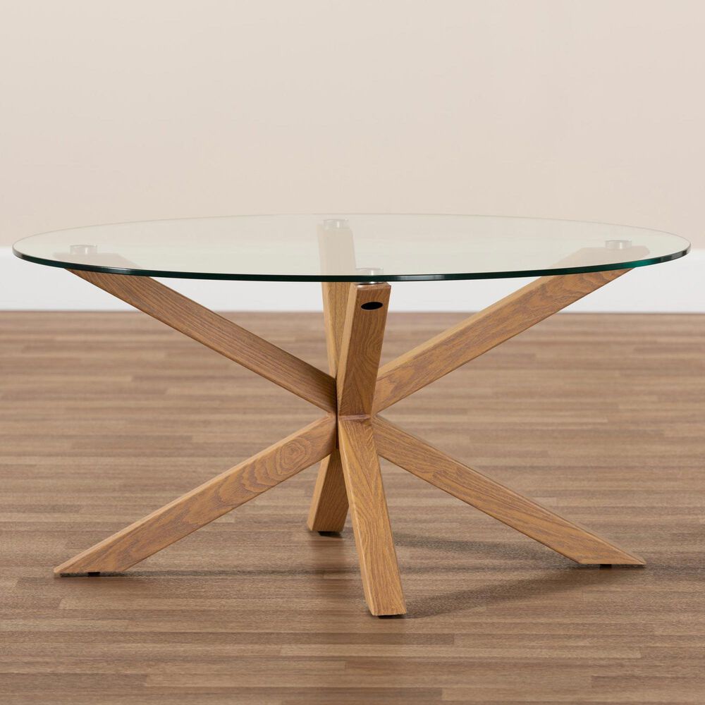 Baxton Studio Lida Coffee Table in Clear/Natural, , large