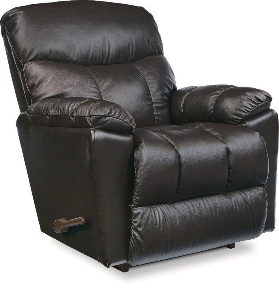 La-Z-Boy Morrison Leather Manual Rocker Recliner in Blue, , large