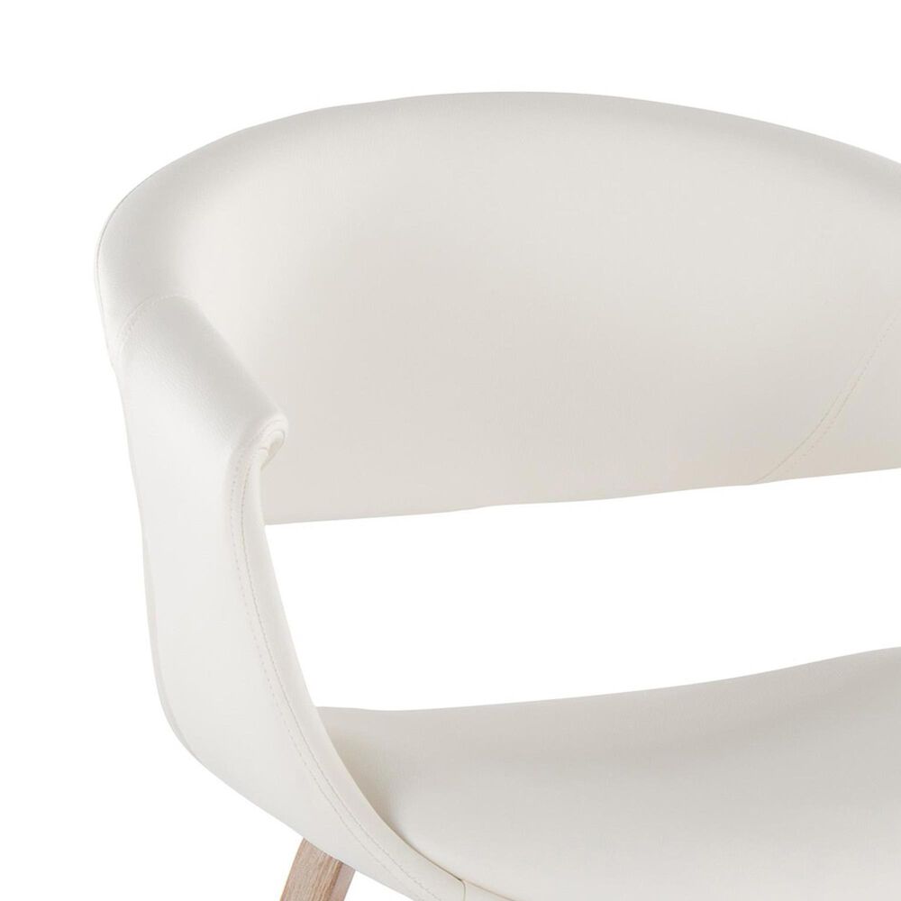 LumiSource Curvo Contemporary Upholstered Chair in Whitewashed Wood and White Faux Leather by LumiSource - Set of 2, , large