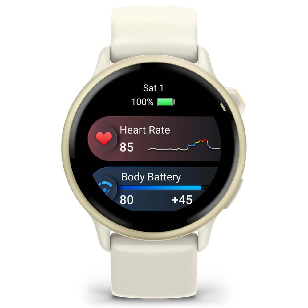 Garmin Vivoactive 6 Smartwatch 42mm Lunar Gold Aluminum Case with Bone Band, , large